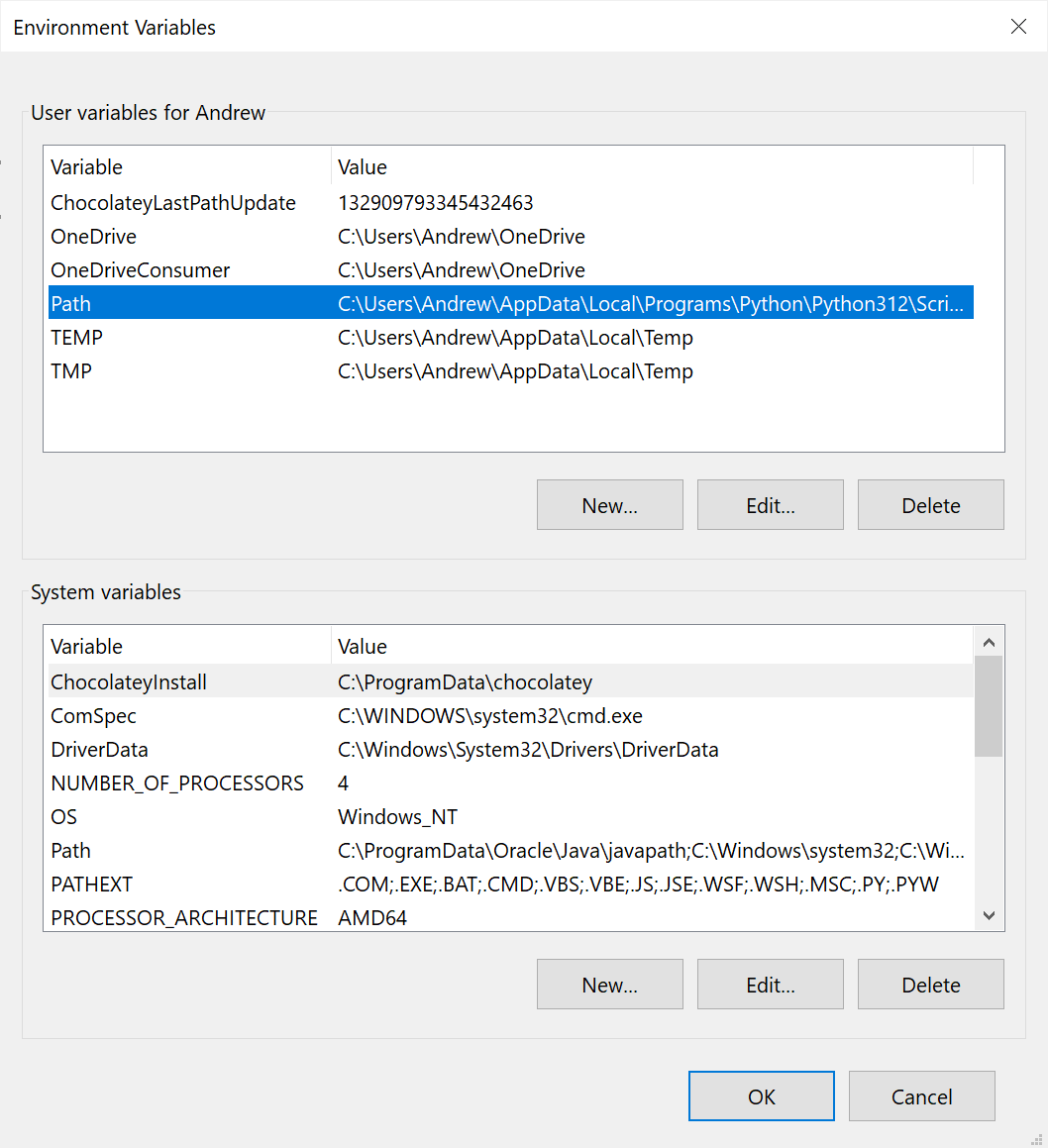 environment variables
