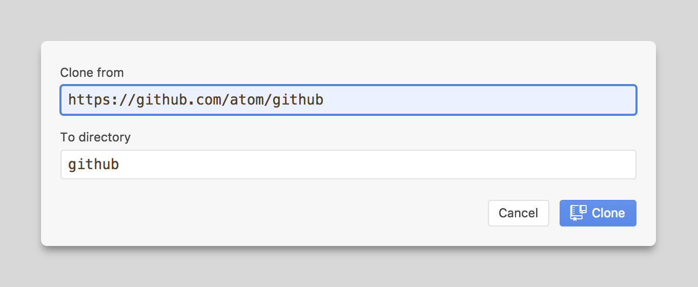 Clone repositories Clone dialog