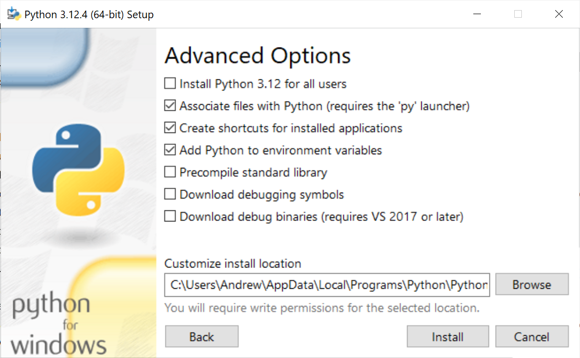 Python installation, step 3