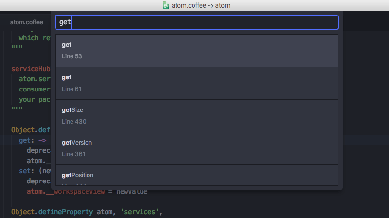 Search by symbol within the open buffer