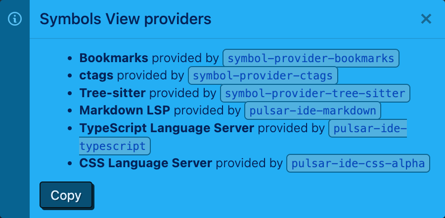 Symbols View providers list